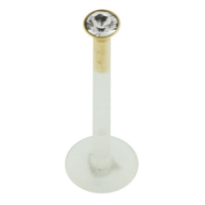 KODY PIERCING Bijou Labret Lèvres Tête Zircon Cubique Rond Or 14 Carats - Élégance et Confort KODY PIERCING