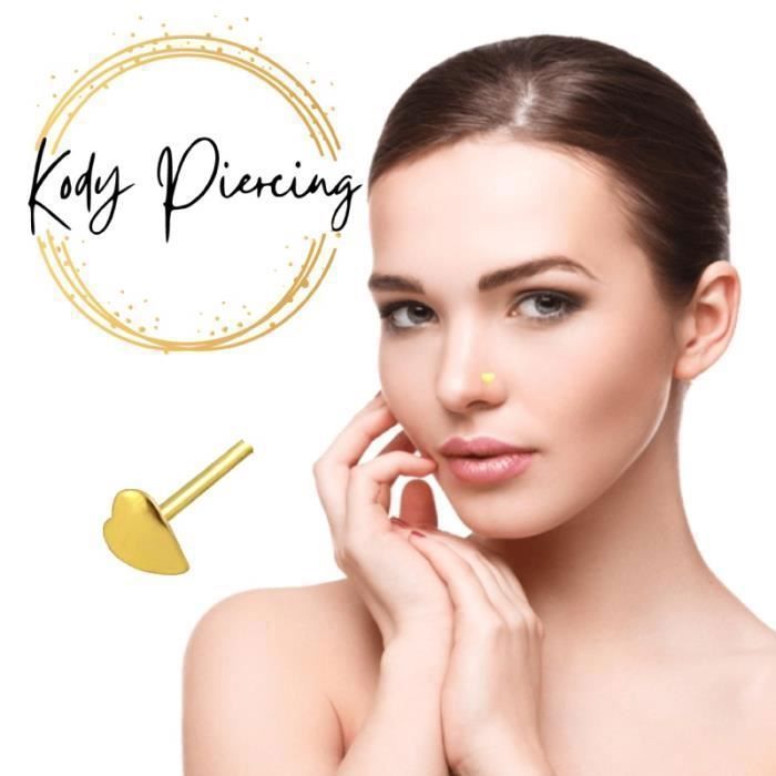 KODY PIERCING Clou Nez Or Jaune 9 Carats Tige Droite 22G 10 mm - Pureté Lumineuse et Élégance Minimaliste