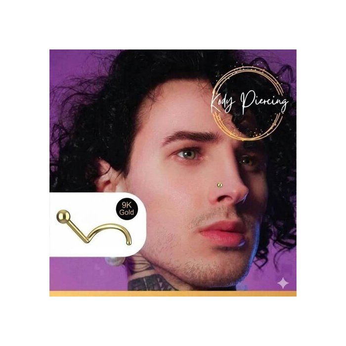 KODY PIERCING Bijou Nez KODY PIERCING Or Jaune 9 Carats Bille Pleine 2 mm L-Shape 6 mm 20G - Simplicité Dorée et Éléganc