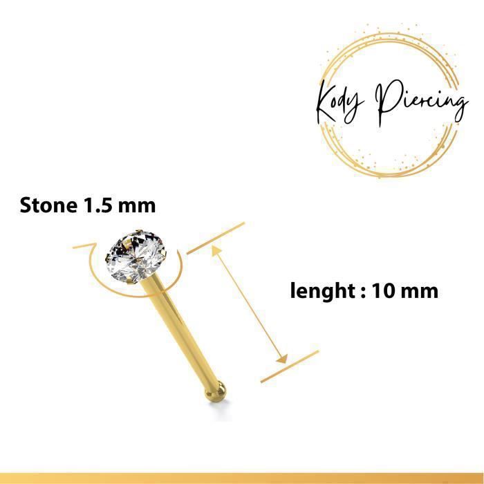 KODY PIERCING Piercing Nez KODY PIERCING Or 9 Carats Diamant Véritable 1,5 mm - Pureté Précieuse et Éclat Sublime