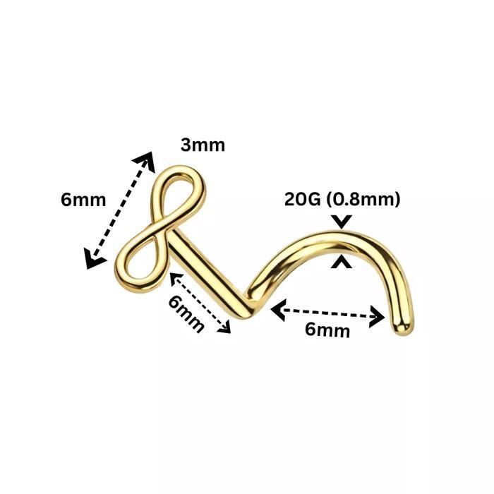 KODY PIERCING Bijou Nez KODY PIERCING Or Jaune 9K Nœud Infini L-Shape 6 mm 20G - Élégance Éternelle
