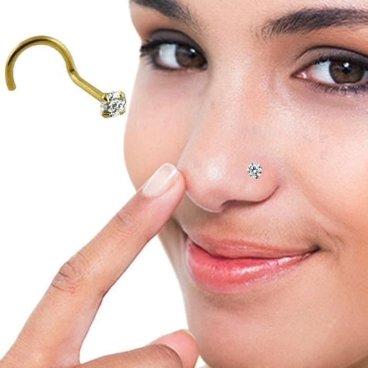 KODY PIERCING Bijou Nez KODY PIERCING Or Jaune 9 Carats CZ 2.5 mm L-Shape 6 mm 20G - Éclat Intense et Raffinement Souver