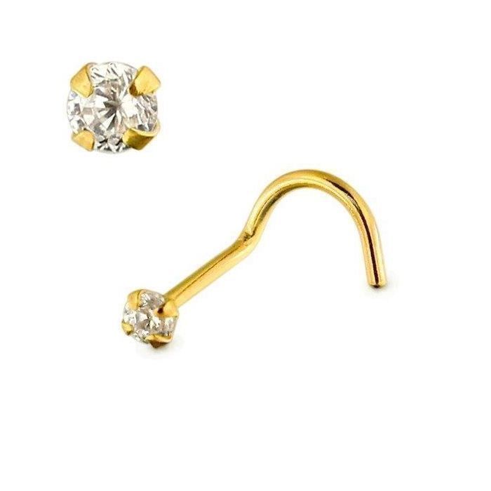 KODY PIERCING Bijou Nez KODY PIERCING Or Jaune 9 Carats CZ 2.5 mm L-Shape 6 mm 20G - Éclat Intense et Raffinement Souver
