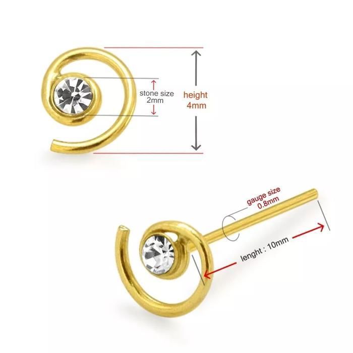 KODY PIERCING Piercing Nez Or 9 Carats Bobine Zircon Cubique 22G 10 mm - Pureté Cristalline et Grâce Souveraine