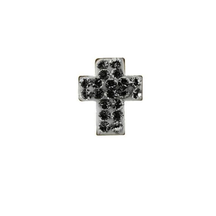 KODY PIERCING Boucles d'Oreilles KODY PIERCING Croix Pavé Zircons Or 9 Carats - Éclat Mystique et Raffinement Spirituel