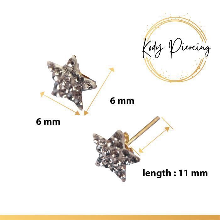 KODY PIERCING Boucles d'Oreilles KODY PIERCING Étoile Pavé Zircons Or 9 Carats - Éclat Céleste et Raffinement Scintillan