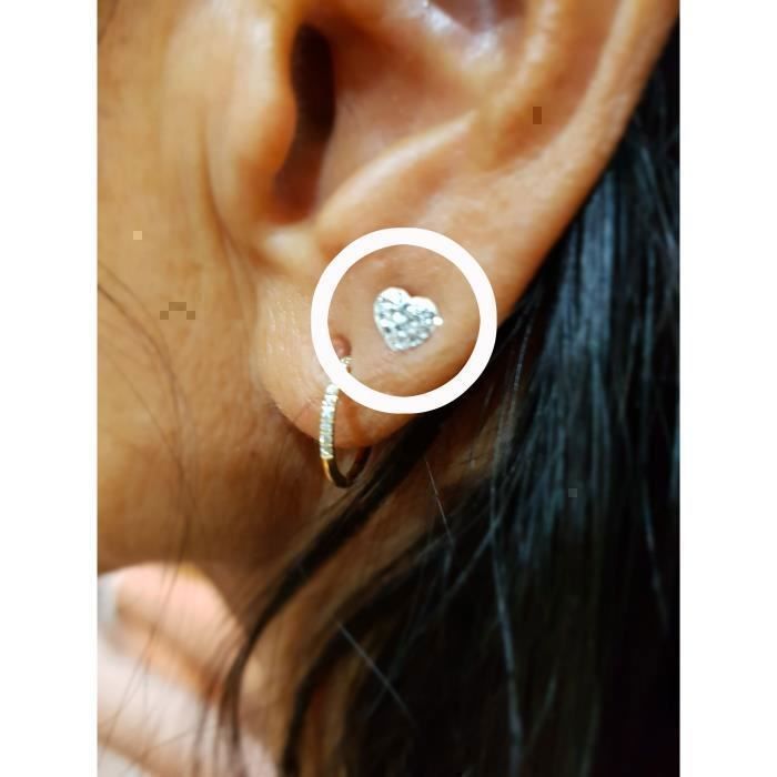 KODY PIERCING Boucles d'Oreilles KODY PIERCING Coeur Pavé Zircons Or 9 Carats - Éclat Scintillant et Raffinement Romanti