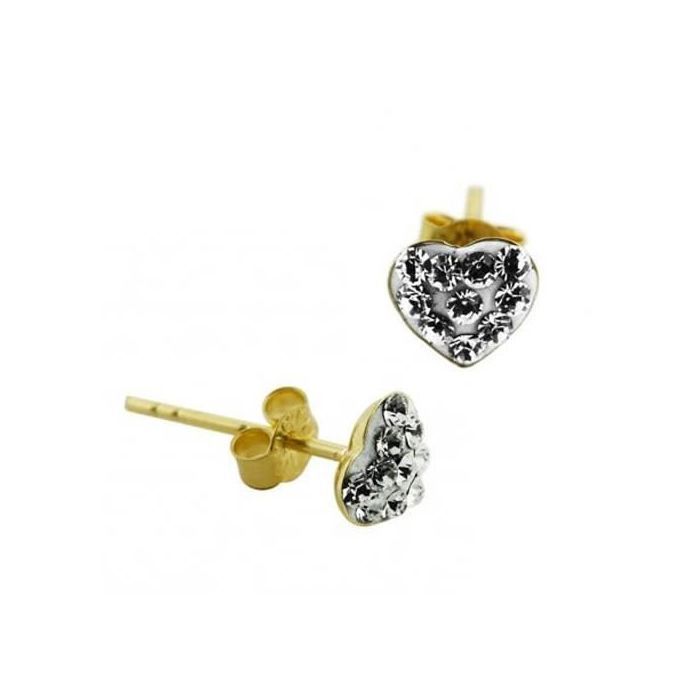 KODY PIERCING Boucles d'Oreilles KODY PIERCING Coeur Pavé Zircons Or 9 Carats - Éclat Scintillant et Raffinement Romanti