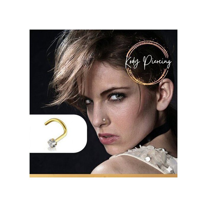 KODY PIERCING Piercing Nez KODY PIERCING Or Massif 14 Carats - Diamant Véritable 2 mm Serti - Style Affirmé et Confort U