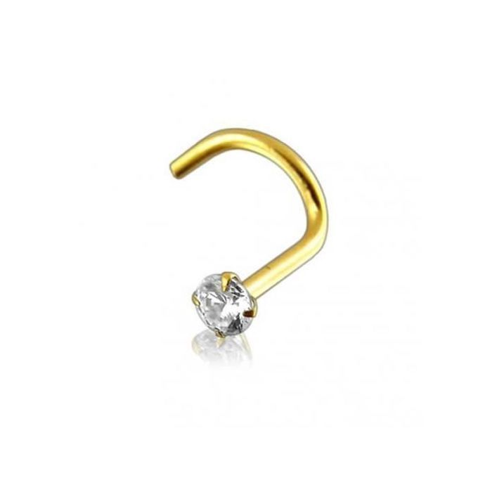 KODY PIERCING Piercing Nez KODY PIERCING Or Massif 14 Carats - Diamant Véritable 2 mm Serti - Style Affirmé et Confort U