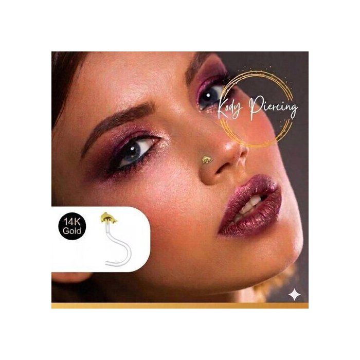 KODY PIERCING Bijou Nez Tête Dauphin Or 14 Carats - Taille Ajustable - Luxe Discret et Ultra-Confort KODY PIERCING