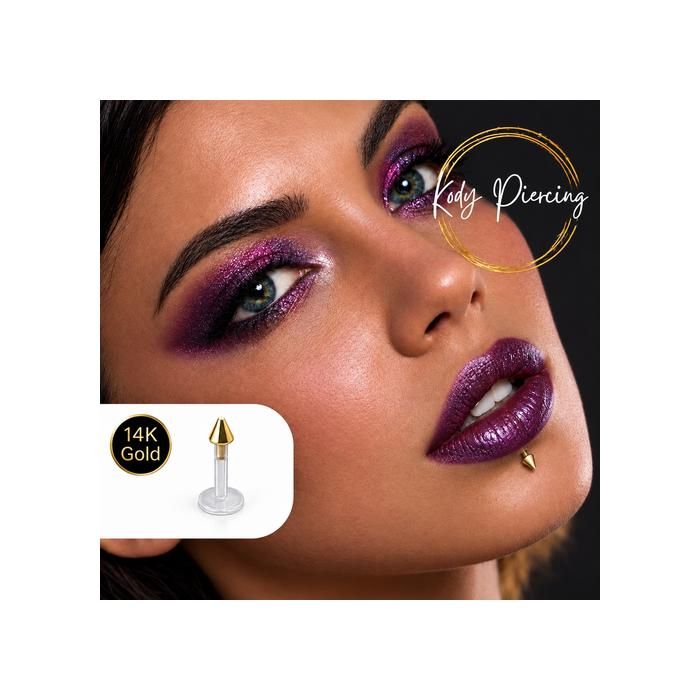 KODY PIERCING Bijou Labret Lèvres Tête Cône Or 14 Carats - Design Raffiné et Confort Suprême KODY PIERCING