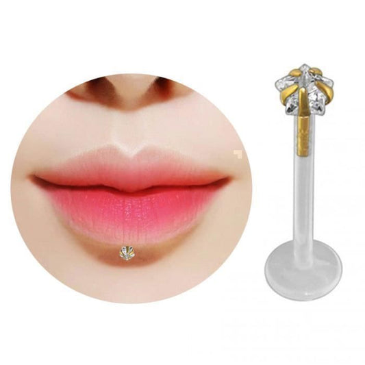 KODY PIERCING Bijou Labret Lèvres Tête Zircon Étoilée CZ 3 mm Or 14 Carats - Luxe Discret et Ultra-Confort KODY PIERCING