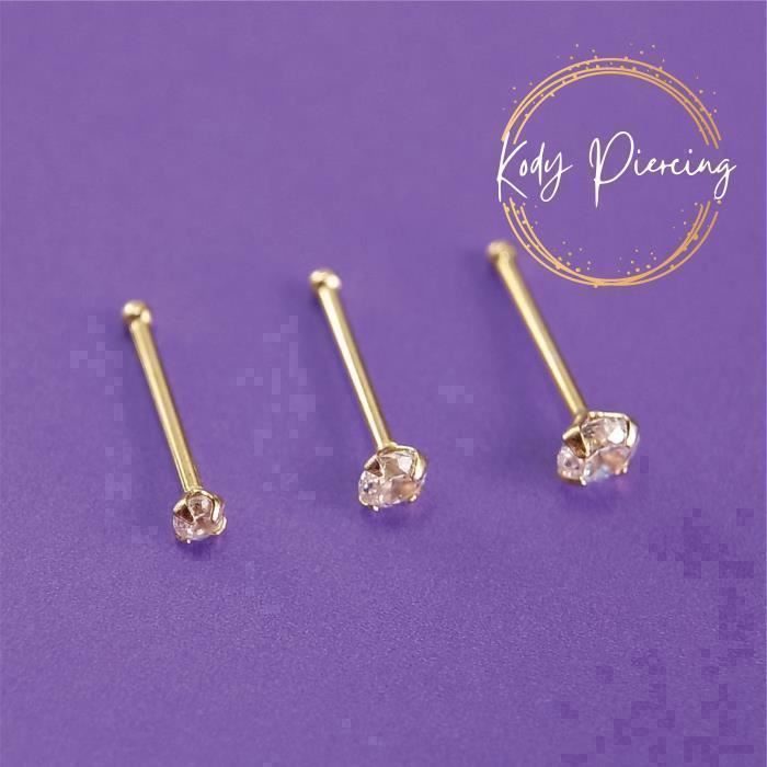 KODY PIERCING Piercing Nez Stud KODY PIERCING Or Jaune 14 Carats Zircon Cubique 2,5 mm - Éclat Cristallin et Raffinement