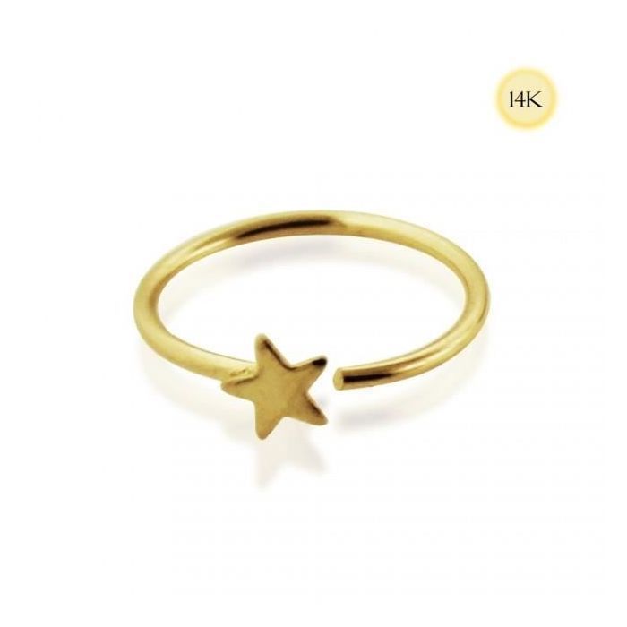 KODY PIERCING Anneau Nez KODY PIERCING Or Jaune 14 Carats - Étoile - 22G 8 mm - Raffinement Bohème et Confort Parfait
