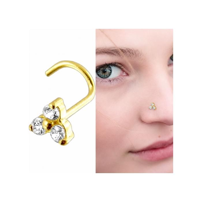 KODY PIERCING Piercing Nez Vis KODY PIERCING Or Jaune 14 Carats Fleur Zircon Cubique 20G - Raffinement Floral et Légèret