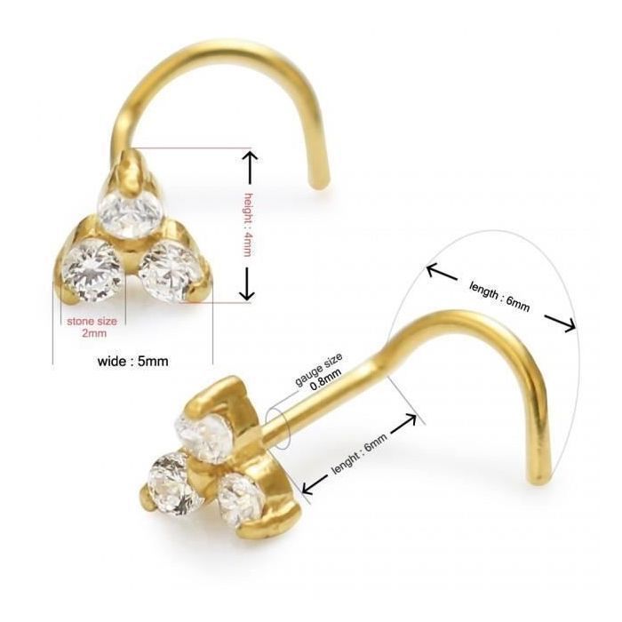KODY PIERCING Piercing Nez Vis KODY PIERCING Or Jaune 14 Carats Fleur Zircon Cubique 20G - Raffinement Floral et Légèret