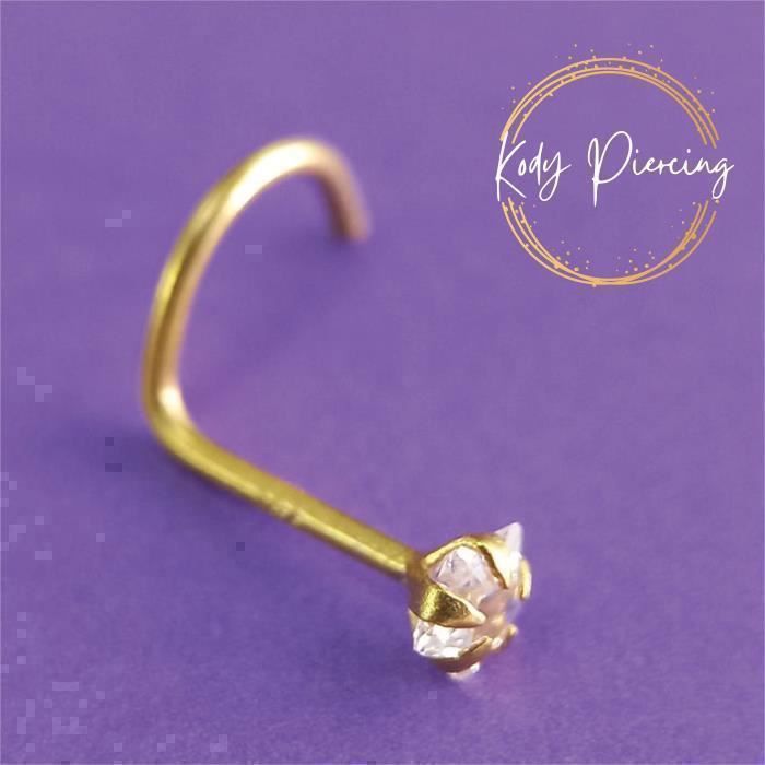 KODY PIERCING Piercing Nez KODY PIERCING Tige Courbée Or 14K Étoile Zircon 3mm 20G - Raffinement Bohème et Confort Parfa
