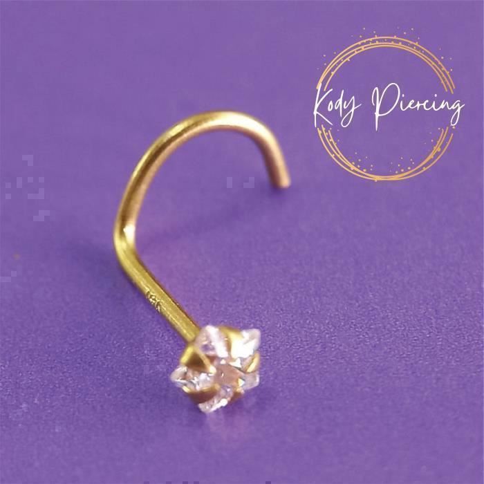 KODY PIERCING Piercing Nez KODY PIERCING Tige Courbée Or 14K Étoile Zircon 3mm 20G - Raffinement Bohème et Confort Parfa