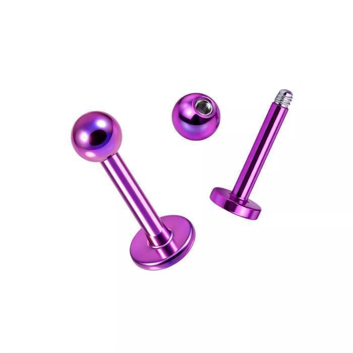 KODY PIERCING Piercing Labret Violette Boule Titane G23 Tige 10mm