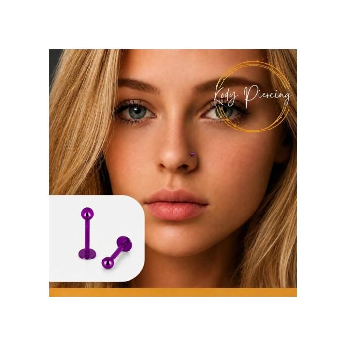 KODY PIERCING Piercing Labret Violette Boule Titane G23 Tige 10mm