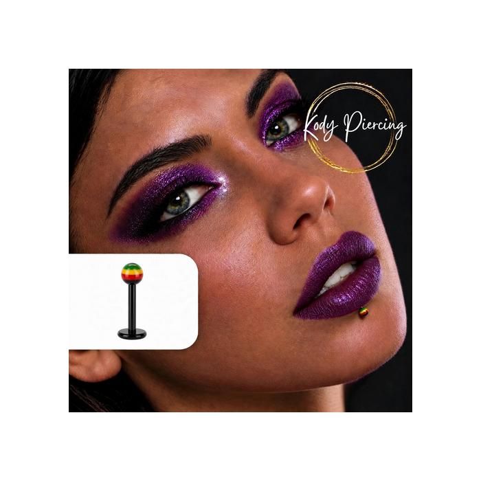 KODY PIERCING Piercing Labret Boule Jamaique Bioflex 10mm