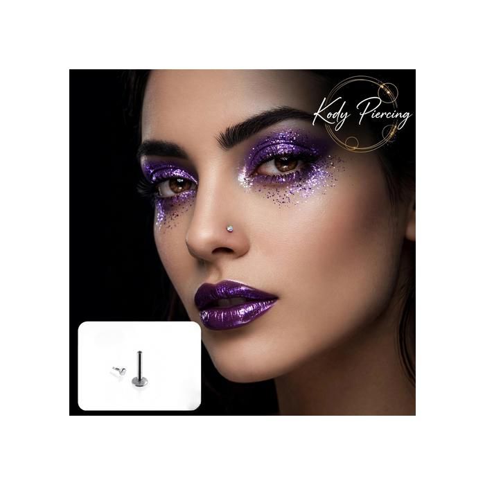 KODY PIERCING Piercing Labret Cristal Blanc Irisé Acier Tige 8mm