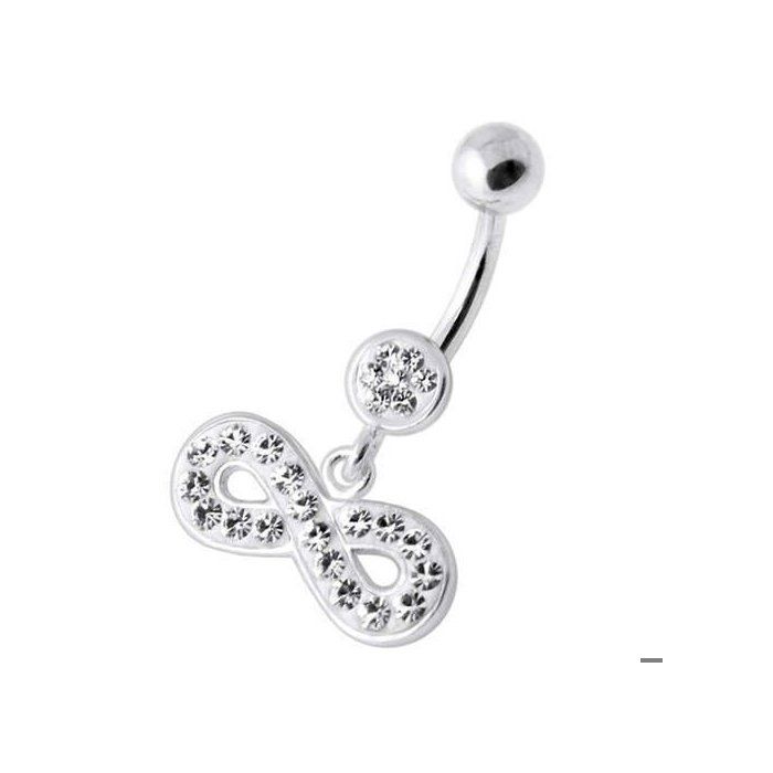 KODY PIERCING Piercing Nombril Pendentif Infinity Cristal Argent 925 Symbole Éternité Élégant