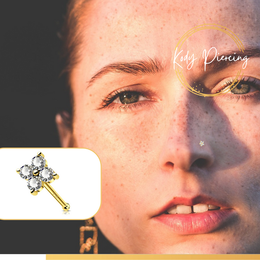 KODY PIERCING Stud Or Jaune 14 Carats avec Zircon Serti en forme d'étoile de 5mm