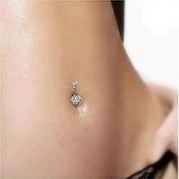 KODY PIERCING Piercing de Nombril KODY PIERCING Double Cœur Cristaux Blancs Acier 316L Tige 10 mm 14G – Blanc – Éclat Jo