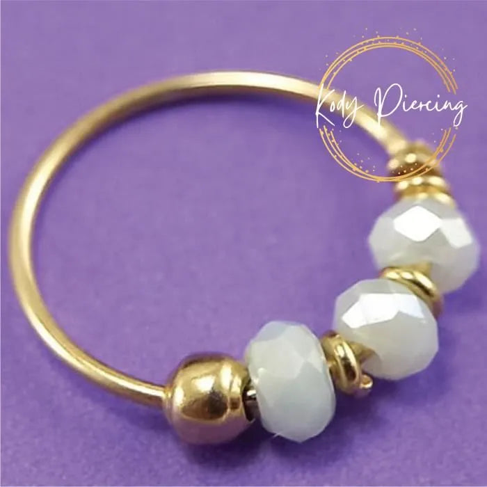 KODY PIERCING Anneau Or 9 carats orné de 3 Pierres - Choisissez votre couleur préféré!