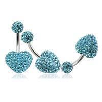 Kody Piercing - Piercing Nombril Cœur Cristal Bleu Turquoise Pavé Boule Cristal Acier – Éclat Aquatique et Grâce Souvera