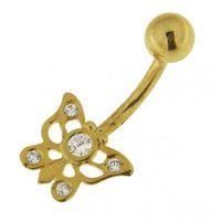 KODY PIERCING Piercing Nombril KODY PIERCING Or Massif 14 Carats - Papillon Zircon Cubique - Style Affirmé et Confort Ul