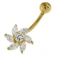 KODY PIERCING Piercing Nombril KODY PIERCING Or Jaune 14 Carats - Fleur Zircon Cubique - 14G 11 mm - Style Affirmé et Co