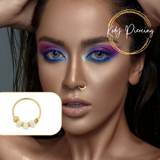 KODY PIERCING Anneau Or 9 carats orné de 3 Pierres - Choisissez votre couleur préféré!