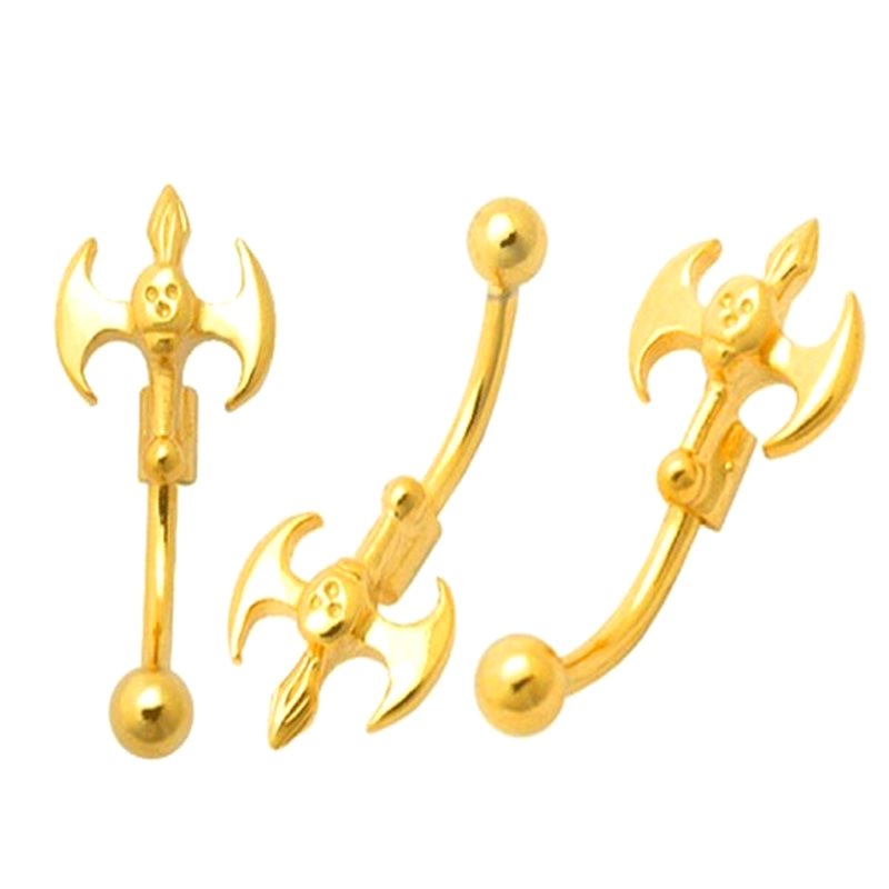 KODY PIERCING Arcade Double Hache du Diable Plaqué Or 18 Carats