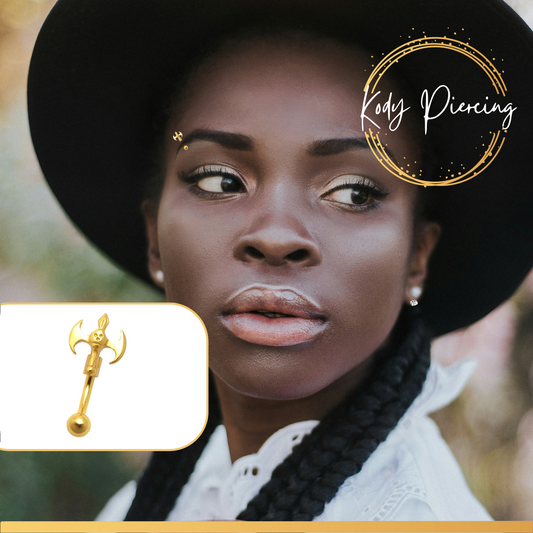 KODY PIERCING Arcade Double Hache du Diable Plaqué Or 18 Carats
