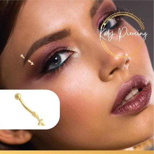 KODY PIERCING Arcade Forme Croix Plaqué Or 18 Carats