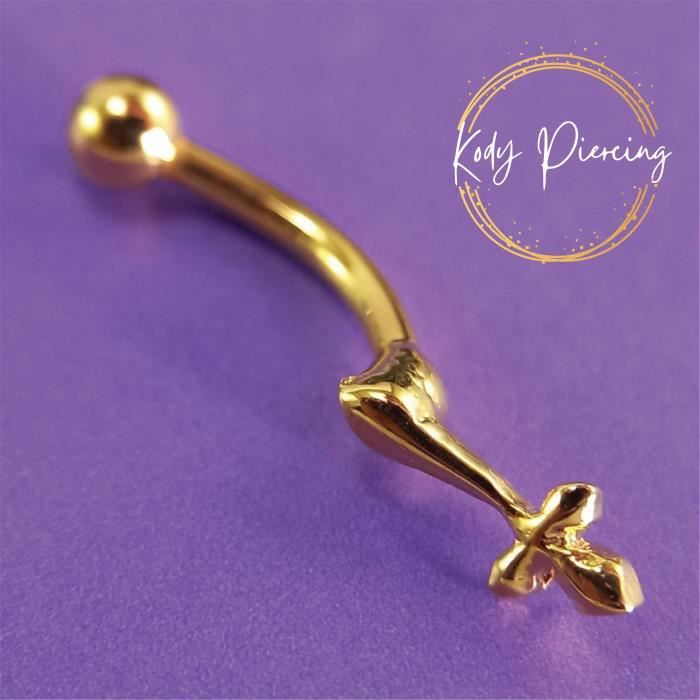 KODY PIERCING Arcade Forme Croix Plaqué Or 18 Carats