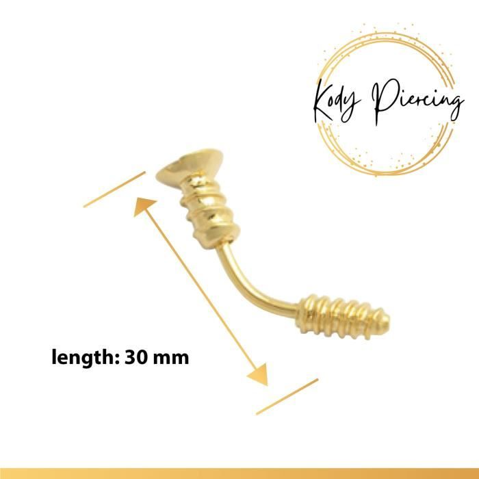 KODY PIERCING Arcade Forme Visse Plaqué Or 18 Carats