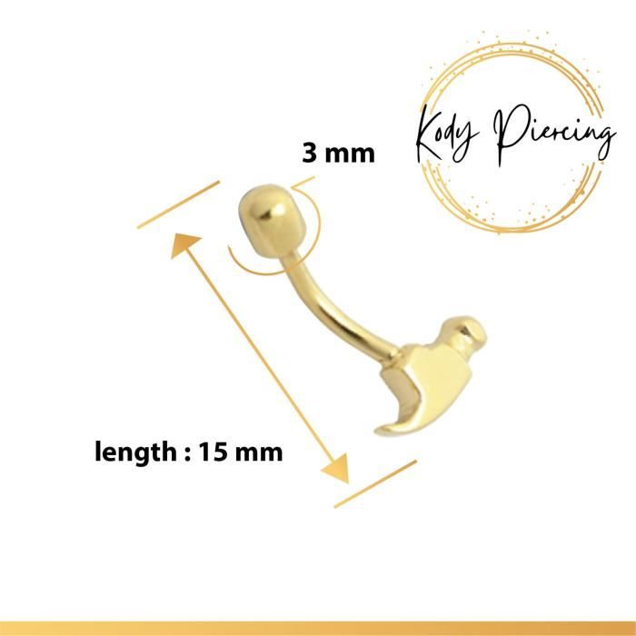 KODY PIERCING Arcade Motif Marteau plaqué Or 18 Carats