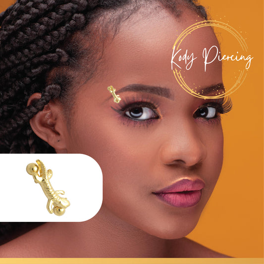 KODY PIERCING Arcade Motif Salamandre plaqué Or 18 Carats