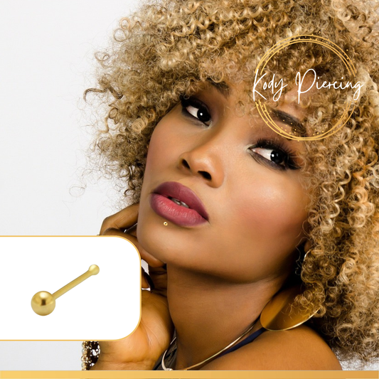 KODY PIERCING Labret en Or Anodisé sur Acier Chirurgical - Choisissez la taille préférée!