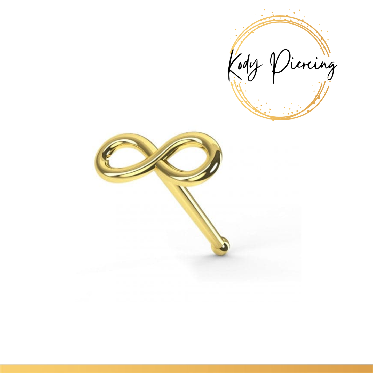 KODY PIERCING Stud Or 9 Carats motif Infinity 3 x 6mm