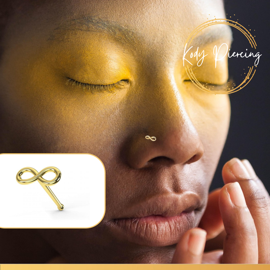 KODY PIERCING Stud Or 9 Carats motif Infinity 3 x 6mm