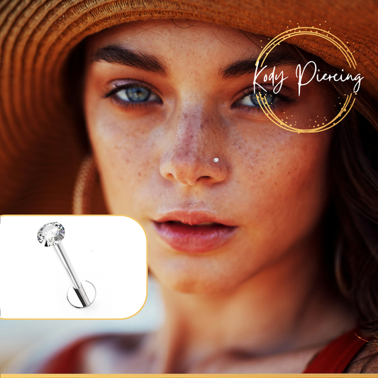 KODY PIERCING Labret Or 14 Carats et Diamant Serti de 2mm