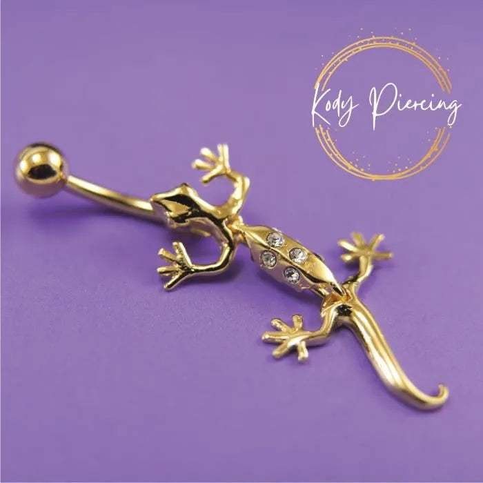 KODY PIERCING Nombril Salamandre Plaquée Or Jaune 18 carats avec Zircons incrustés