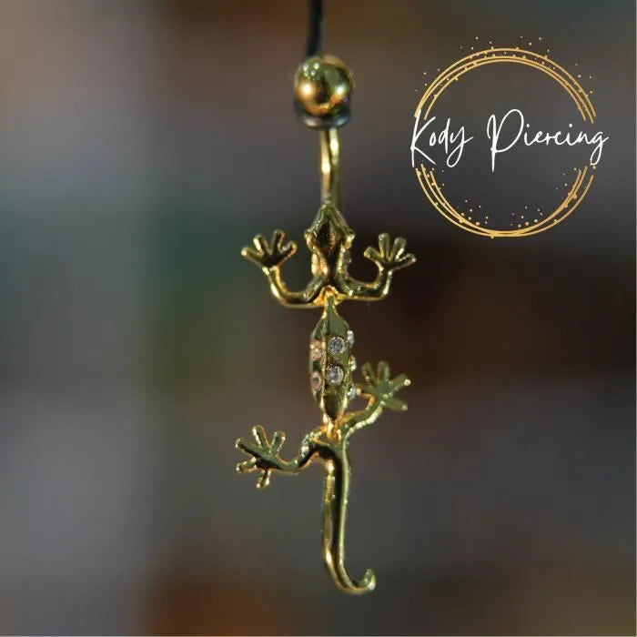 KODY PIERCING Nombril Salamandre Plaquée Or Jaune 18 carats avec Zircons incrustés