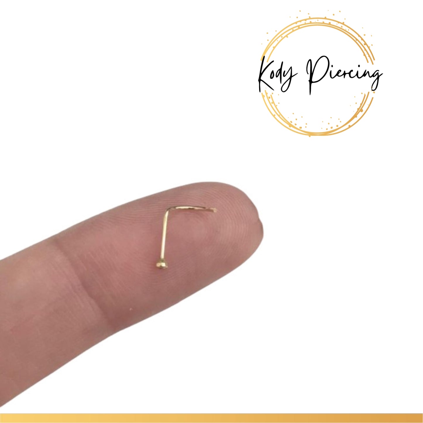 KODY PIERCING Tige Courbée OR Massif 14 Carats et Zircon incrusté de 1,3mm