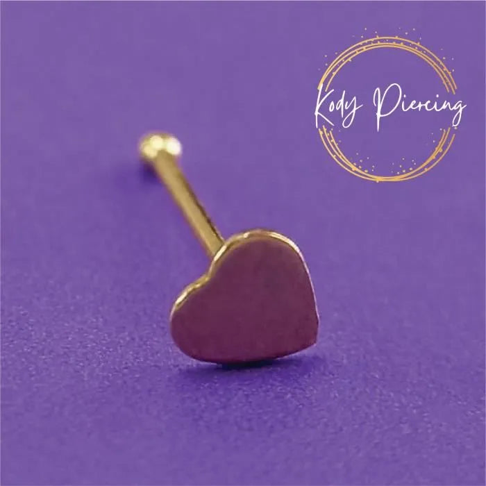 KODY PIERCING Stud en Or 9 Carats et Motif Cœur de 3mm